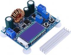 Step Up Down Power Supply Module LCD Digital Display Constant Voltage Current Board Adjustable 0.5 30V 4A for DIY Electronics Projects PCB Board with Heat Sink