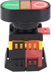 Push Button Switch, APBB-22/25N Double Push Button Switch with LED Light NoNC Momentary Button Switch On Off Switch (380V)