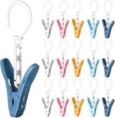 Milisten 30pcs Multi-Purpose Clothes Clips with Hooks, Reusable Plastic Laundry Hangers for Socks, Hats, Shoes, and Clothing Storage, Colorful 5-Color Assortment for Home and Closet