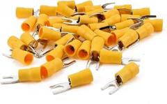 Uxcell SV5.5-4S Pre Insulated Fork Terminal with 42 Piece for AWG 12-10 Wire and #8 Stud, Yellow