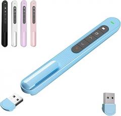 Presentation Clicker with Red Pointer Beam, 328ft Long-Range Wireless Presenter with Magnetic USB Receiver, PowerPoint Clicker Compatible with Windows, macOS & Google Slides, USB A, Blue