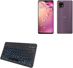 BoxWave Keyboard Compatible with Sharp Aquos zero6 - SlimKeys Bluetooth Keyboard - with Backlight, Portable Slim LED 7 Colors - Jet Black