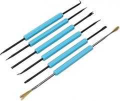 6 in Soldering Tool Set, Carbon Steel Desoldering Assistance Kit for Electronic Component Repair and IC Removal, Welding Hand Tools, Blue, 6-Piece