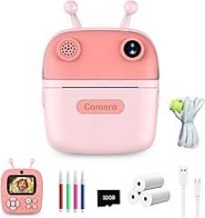 Kids Camera Instant Print,Christmas Birthday Gift for Kids 3-12 Years Old,12MP 1080P Digital Polaroid with Silicone Case,Instant Digital Camera Print 2.4 Inch Screen,Camera for Girls Toys