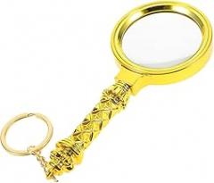 Handheld 10x Magnifying Glass 60mm Round Portable Reading Magnifier for Seniors Elderly with Gold Plated Frame for Books Newspapers Jewelry Inspection