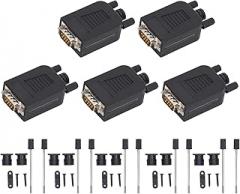 Premium DB9 Male to RS232 Serial Port Adapter 5 Pack with Mounting Hardware Kit for Computers Industrial Equipment and Electronic Devices Durable PP Material Copper Connectors