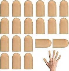 20 Pcs Gel Finger Cots Protector, Silicone Finger Protector Sleeve Support, Waterproof Thumb Covers for Handicraft Typing Printing Painting Electronic Repair Construction Gardening(Skin Color)