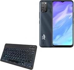 BoxWave Keyboard Compatible with Tecno Pop 5X - SlimKeys Bluetooth Keyboard - with Backlight, Portable Slim LED 7 Colors - Jet Black