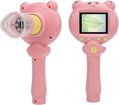 Microscope for Kids, 2.5K 48MP Handheld Digital Electronic Microscope, 8X Zoom Mini Digital Microscope with 2inch Screen for Kids Educational Science (Pink)