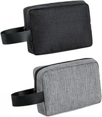 ARTIBETTER 2pcs Sundries Organizer Storage Bag Multi-functional Pouch for Travel Design for Electronics Cables and Accessories Grey Black