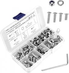 Stainless Steel Socket Screw Assortment Kit Round and Pan Screws for Woodworking and Electronics Includes Transparent Storage Case