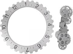 Dpofirs Mechanical Hour Wheel Clock, Retro Style Large Clock Electronic for Office for Bedroom (Silver)