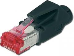 Digitus ASSMANN Electronic CAT6 RJ-45 Black, Red Wire Connector - Wire Connectors (RJ-45, Black, Red, Polycarbonate, Gold, 1A, 6mm)