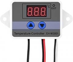 QWORK Digital LED Temperature Controller Module, Thermostat Switch, Digital Thermostat Switch LED Programmable Incubator Heating Cooling Electronic Control, Waterproof Probe 10A 120W 12v