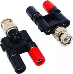 fengpeng 1pcs BNC Male Plug to 4mm Dual Banana Female Jack Socket Binding Post RF Coax Coaxial Connector Adapter Splitter