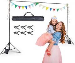 Backdrop Stand Kit 7x10ft (2.1m x 3m) Adjustable Parties Background Support System Stand for Photography Studio Photo Shoot Event Live Stream Party,with Carry Bag 2 Sand Bags 6 Spring Clamp