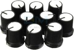10pcs/Lot 6mm Knob White Face Plastic for Rotary Taper Potentiometer Hole Volume Control Controller Black Caps 0.6cm WH148 New 2025 Arrival High Reliable Electronic Component, Stable Performance