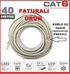 ATA ELECTRONIC Quality Kalin Copper 40Mt 40 Meters Cat6 Cat 6 Vodafone Net Fiber Adsl Vdsl Internet Cable Rj45