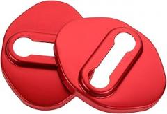 Mobestech 2pcs Aluminum Alloy Car Door Lock Cover Elegant Automotive Decor for Easy DIY Installation Stylish Door Pull Pin Protector Vehicle Accessory Red a Style