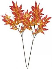 Milisten Simulated Maple Leaf Branch 2pcs Artificial Plastic Greenery Decor 5 Forked Stems for Office and Home Garden Decoration