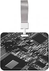 Electronic Chip Circuit Abs Name Tags Badge Holder Id Card Protector Pouch and Neck Lanyard