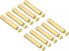 PATIKIL 25mm+6mm M2.5 Standoff Screws, 40 Pack Brass Hex PCB Standoffs Nuts for Motherboards, Computer Cases, Circuit Boards, Electronics, Gold Tone