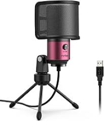 FIFINE USB Podcast Condenser Microphone Bundle with Pop Filter for Recording On Laptop PC Computer Set (K669+U1)