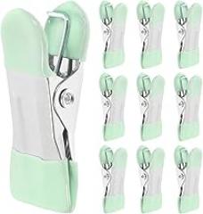 Milisten 10pcs Heavy Duty Clothespins and Multipurpose Chip Clips 2.17 Inch Windproof Outdoor Clothes Drying Clips Food Bag Sealing Light Blue Mini for Home and Travel