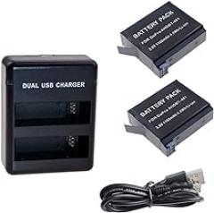 Suptig Battery (2 Pack) and Daul Charger for Gopro Hero 4 Black Gopro HEROR4 Silver and AHDBT-401