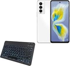 BoxWave Keyboard Compatible with Tecno Camon 18T - SlimKeys Bluetooth Keyboard - with Backlight, Portable Slim LED 7 Colors - Jet Black