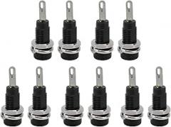 2mm Banana Socket, 10Pcs J.40003 2mm Banana Jack Panel Socket Extended Post Plug Adapter for Electronic Instrument, Connectors & Adapters(Black)