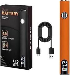 Portable Soldering Iron Kit with LED Display, USB Rechargeable, Suitable for Home Appliance Electronic Kit with Connect, 510 Threaded Battery, 650mah (Orange)