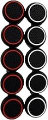 10 PCS Controller Thumbstick Caps Cover Replacement Silicone Touch Controller Rocker Cover for PS3 / PS4 / PS5 (Black with White + Black with Red)