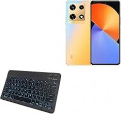 BoxWave Keyboard Compatible with Infinix Note 30 Pro - SlimKeys Bluetooth Keyboard - with Backlight, Portable Slim LED 7 Colors - Jet Black