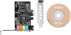 PCIe Sound Card 5.1, PCI Express Surround 3D Audio Card for PC with High Direct Sound Performance & Low Profile Bracket, black