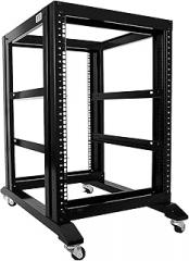RAISING ELECTRONICS 15U 4 Post Open Frame 19inch Server/Audio Steel Rack 22inch Deep