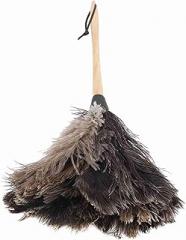 Duster, Handmade Wood Handle Duster with Hanging Rope Black Feathers Reusable Washable Cleaning Tool for Dusting TV, Bookshelf, Car Interior