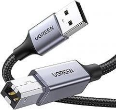 UGREEN Printer Cable, 6 FT USB A to B, Nylon Braided USB B Scanner Cord Compatible with Epson, Canon, HP, Brother, Dell, Samsung, Piano, DAC, Lexmark, Xerox, and More