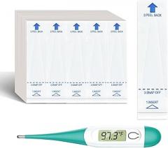 Bundle of Clear Green Oral Thermometers & Thermometer Covers Disposable - 100 pcs