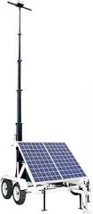 Portable Solar 30' Light Tower- 12V 250aH Gel Cell Battery w/Charger- Tandem Axle Trailer - 5-15 Cord Cap