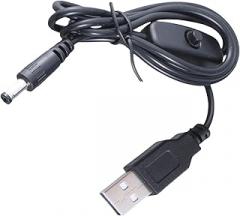 USB to DC5.5x2.1mm Power Cable Cord with Convenient Switching Button for 5V Electronic Devices 100cm Long Black
