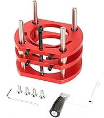 Elestoria Insert Plate Lift Adapter Adjustable Router Lift for 64~65 ~ 66 mm Trimming Machine, Aluminum Under-Table Router Base with Double Stainless Steel Support Rods | Red