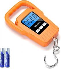 SKEAP Digital Fish Scale Hanging Scale Fishing Scale,110lb/50kg Luggage Scale,Upgrade Large Handle & Backlit LCD Display, Electronic Balance Digital Fishing Postal Scale,Orange,Fishing Gifts for Men