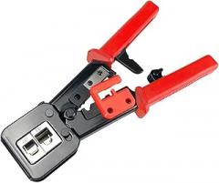 RJ45 CAT6 Crimping Tool Straight-Through Ethernet Crimper for RJ45/RJ12 Conventional Network Wire Strippers(Red)