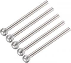 uxcell Diamond Burrs Bits Grinding Drill Carving Rotary Tool for Glass Stone Ceramic 150 Grit 1/8-Inch Shank 6mm Sphere 5 Pcs