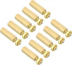 PATIKIL 15mm+6mm M3 Standoff Screws, 40 Pack Brass Hex PCB Standoffs Nuts for Motherboards, Computer Cases, Circuit Boards, Electronics, Gold Tone