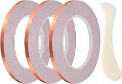 3 Rolls Black Backed Copper Foil Tape Set, 6Mm Wide, 65.6 Ft Shielding Adhesive Copper Foil for Stained Glass & Electronics