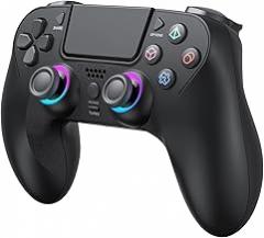 Wireless Controller for PS-4, Game Controller Compatible with PS-4/Slim/Pro/PC, Gamepad Joystick with RGB LED/Dual Vibration/6 Axis Gyro Sensor/950 mAH Battery/Touch Panel/EXT/Audio Jack, Precise Control
