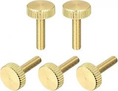 uxcell Knurled Thumb Screws, M4x16mm Flat Brass Bolts Grip Knobs Fasteners for PC, Electronic, Mechanical 5Pcs