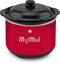 My~Mini Electric Chocolate Fondue Pot, Nonstick Ceramic -20 oz Capacity -40W, Red